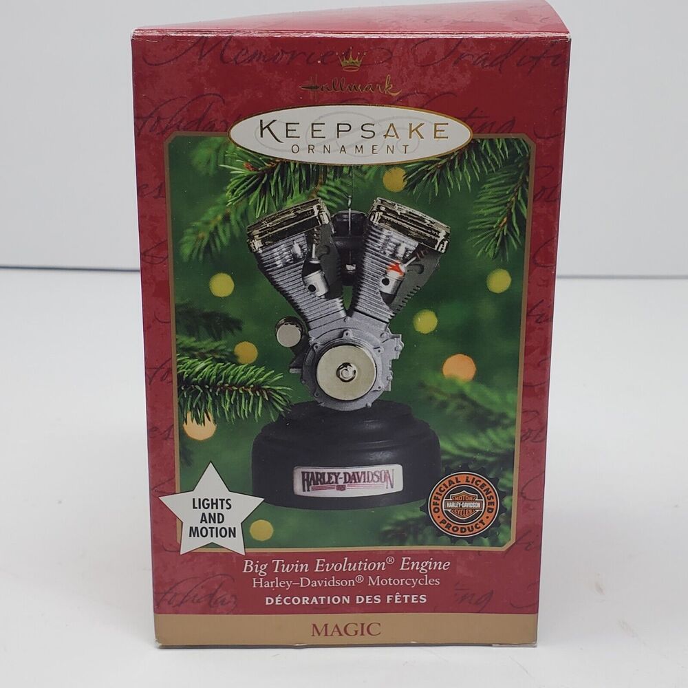 Hallmark lights and motion Big Twin Evolution Engine Harley ornament